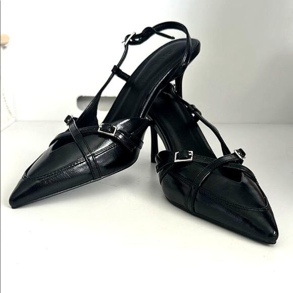 Billini Shoes - NEW Billini Black Strappy Heels Women’s Size 7 – Pointed Toe Dress Shoes